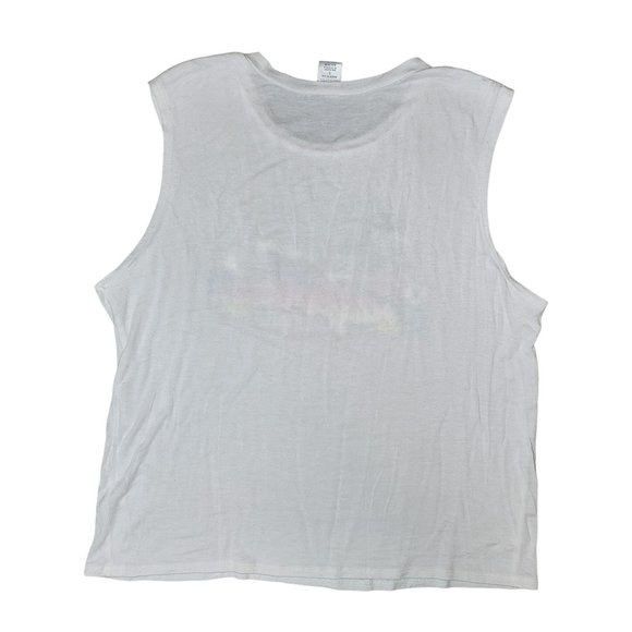 cozy rozy california crop muscle sleeveless tank top white pink size large - Picture 2 of 4